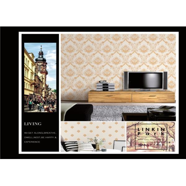 Flower Pattern Classic Vintage Wallpaper Waterproof For TV Background , Eco Friendly