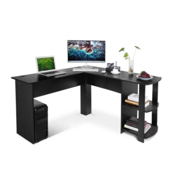 Modern Wooden Computer Table Laptop Notebook Desk Bookshelf with Storage for Home Workstation