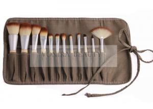 China Professional Eco Bamboo Makeup Brush Set With Gunny Brush Roll on sale