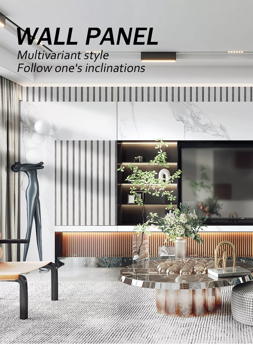 Interior WPC Decorative Wall Panels Easy Install Modern Design Hotel Office