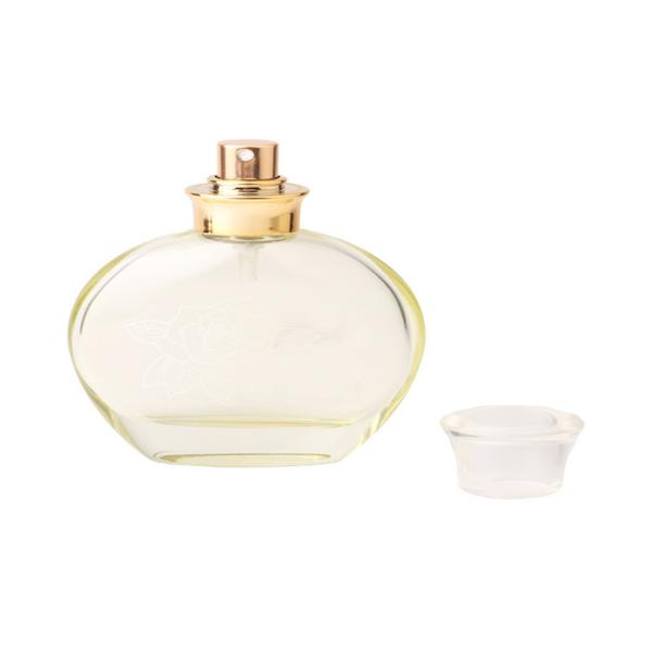 Glass Transparent Perfume Bottle 50ml Yellow Green Round Rose Pattern