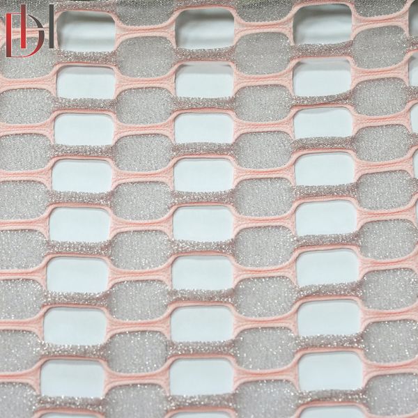 100% Polyester Knitted Jacquard Fabric , Summer Skirt Cape Scarf Holes Jacquard Mesh Fabric