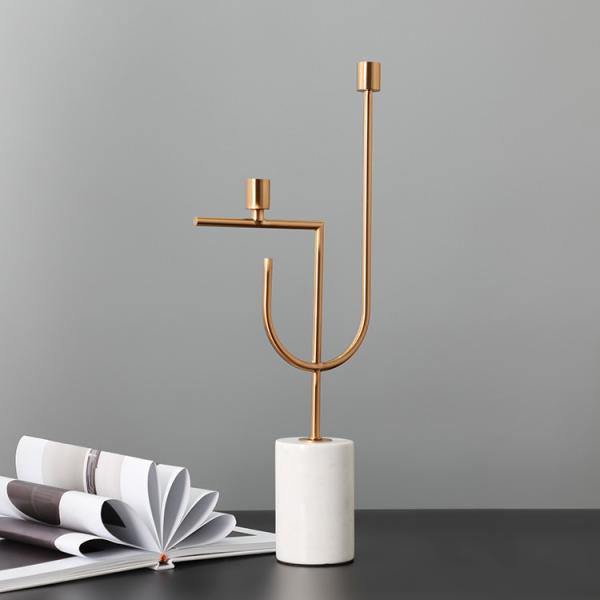 Classic Marble Base 520mm 460mm Gold Metal Candle Holder