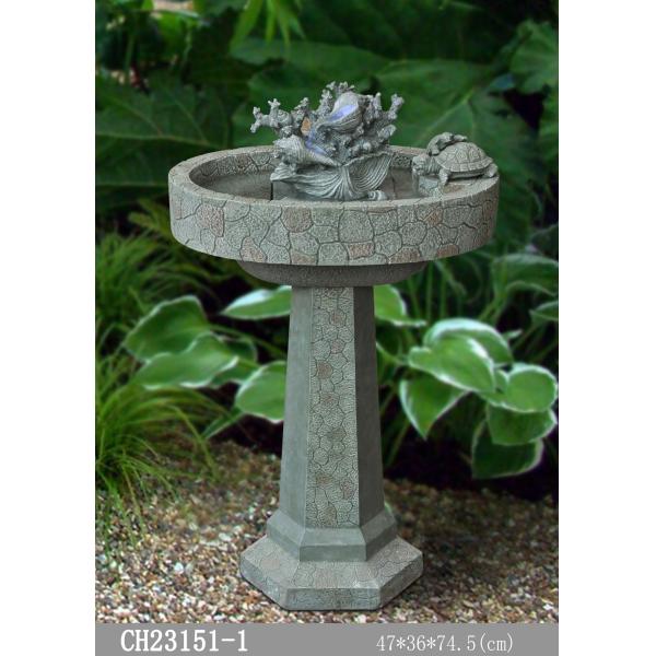 H 68CM Polyresin Solar Powered Water Feature With Lights