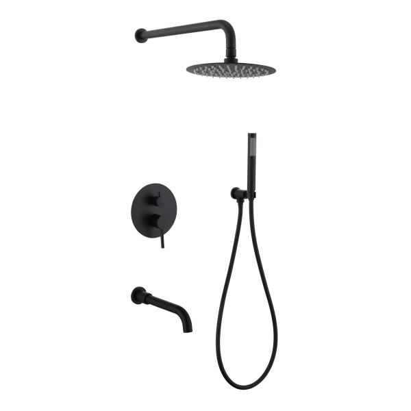 Round Wall Mounted Shower Kit , 8 Inch Rain Shower Combo Set