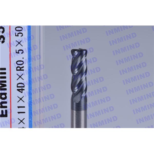 SiN Coating 4 mm Corner R 1.0 mm HRC55 Corner Radius End Mill 50 mm Length