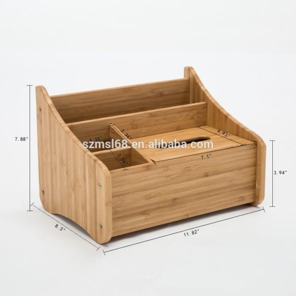 Multifunction Bamboo Tissue Dispenser Box Holder For Mobile Phone And Accessories
