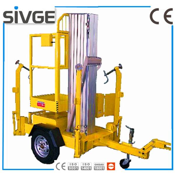 Single Mast Hydraulic Elevating Platform , Aluminium Alloy 8m Trailer Mounted Lift