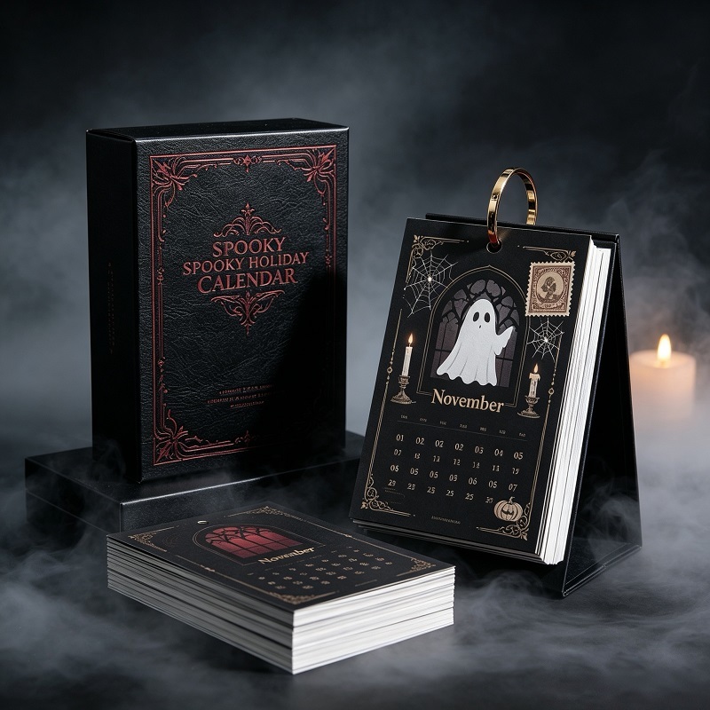 Gothic Dark Art Monthly Calendar With Stand And Book-Style Gift Box Packaging