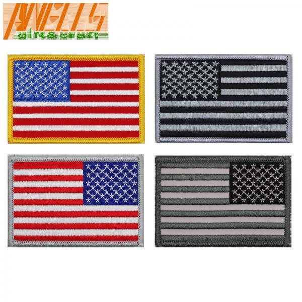 Quality Merrow Border Velcro Backing Embroidery Flag Patch wholesale