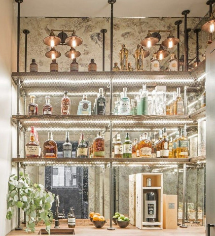 Custom Bars & Wine Liquor Shelves , Stainless Steel Wall Mounted Shelves