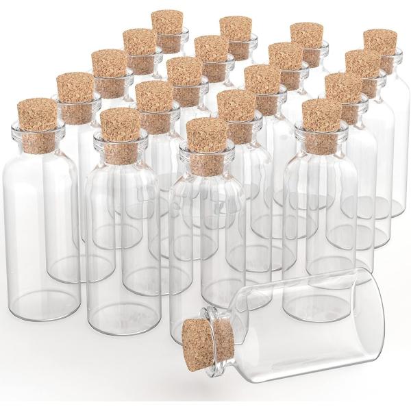 Cork Stopper Glass Bottles Mini Transparent Glass Bottles Glass Favor Jars, 100ml Bottles with Cork Lids, Mini Jars