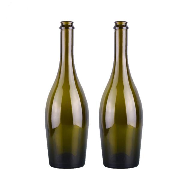 Champagne Shaped Glass Wine Bottle Empty Antique Green Wine Packaging 750ml
