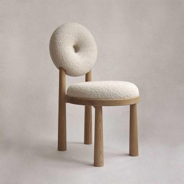 Unique Design Nordic Style Wooden Dining Chair Fabric Leisure Chairs