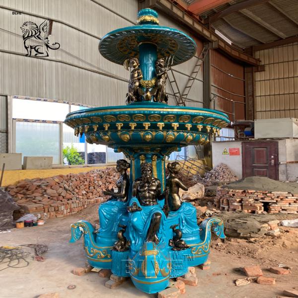BLVE Large Bronze Garden Water Fountain French La Fontaine Des Fleuves Square Fountains Metal Greek God Fountain