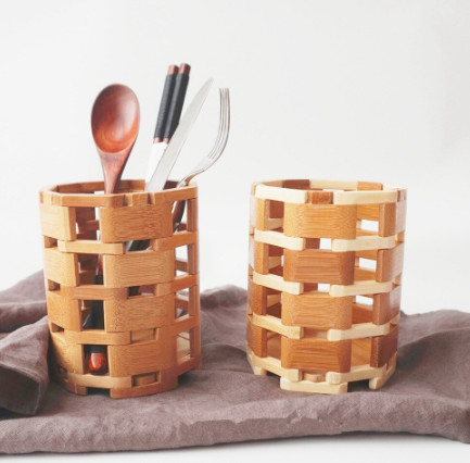 Kitchen Spoon Fork Bamboo Display Unit / Bamboo Chopstick Holder Portable