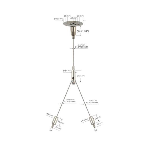 Adjustable Lighting Wire Suspension Kit With Two Srew Legs YW86359