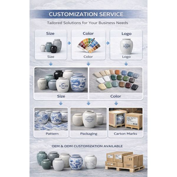 Crane and Blossom Ceramic Cremation Urn
