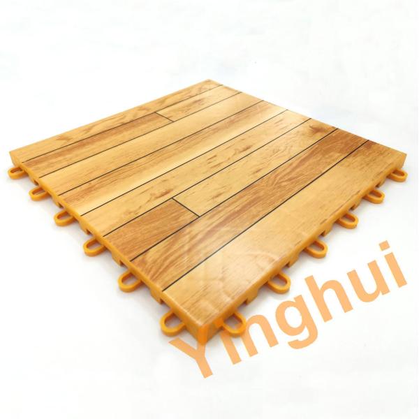 Multi Functional Sports Court Flooring Modular Plastic PP Wood Look Finished For Basketball