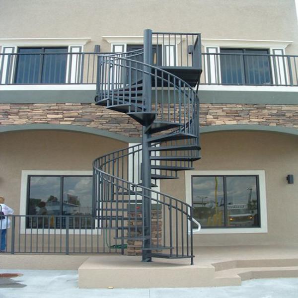 Outdoor Powder Coated Carbon Steel Spiral Staircase Customized Size
