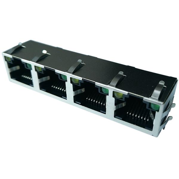 1x4 Rj45 8P8C Shield W / LED Latch - Up None Magnetics