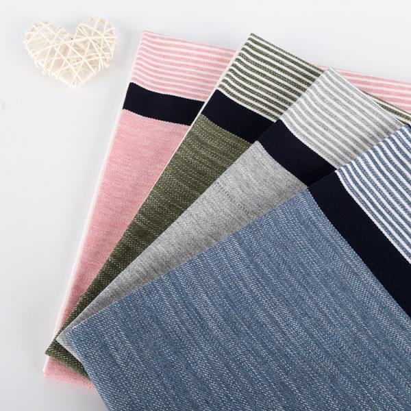 Breathable And Soft Striped Cotton Fabric For Casual Wear With Bamboo Denim Texture