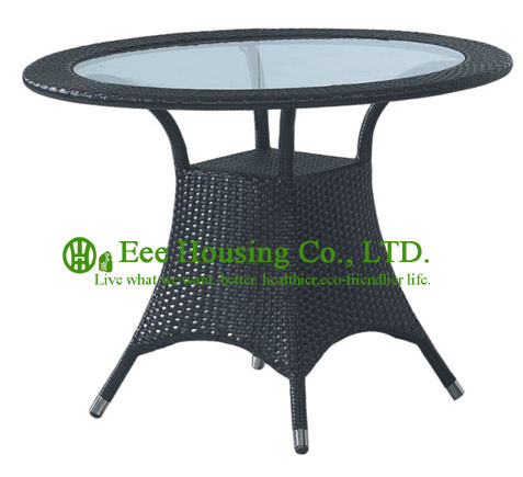 Mordern Outdoor PE Rattan Dining Table With Tempered glass table top,Outdoor Rattan Table