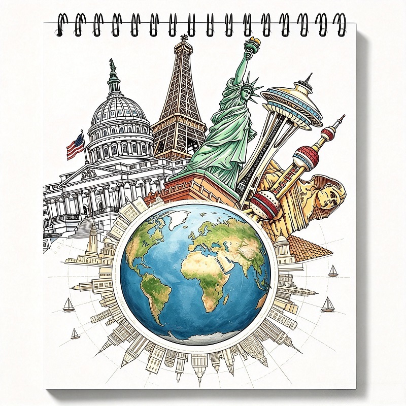 Custom Illustrated Travel Coloring Book Perforated Tear‑Out Pages