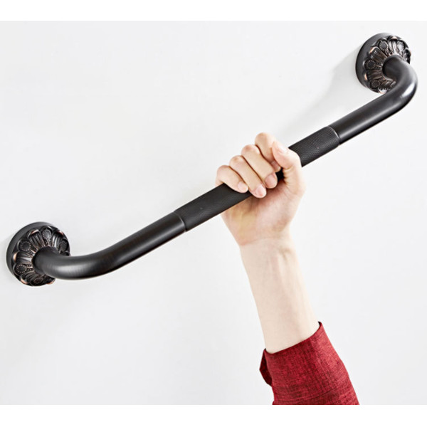 bathroom toilet grab rail black Bronze Bathroom Safety Grab Bars Chrome Knurled Silicone slip ring Grab Bar