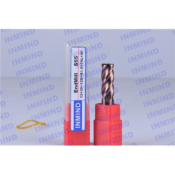 Dia 12 mm / 10 mm AlTiN Coating R1.5 Corner Rounding Cutter , Radius Cutter Mill