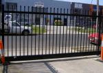 Gray Black Steel Garden Fence , Tubular Picket Fence With Flat Top High Strength