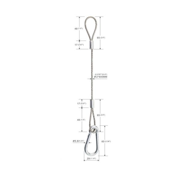 Lighting Fixture Security Wire Rope Sling with 5.8*60mm Snap Hooks YW86372