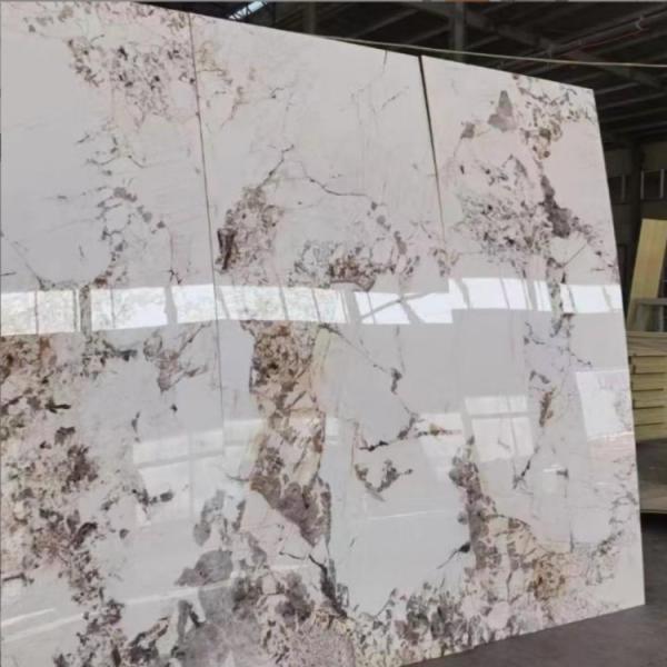 Sustainable Living Glossy Marble Bamboo Charcoal Board Veneer Marble Fiber Wall Panel