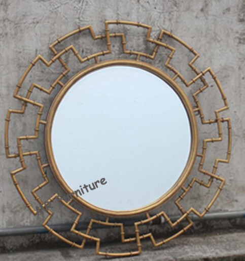 Durable Floral Mirror Wall Decor , Mirror Glass Wall Art Gold Leaves Finish