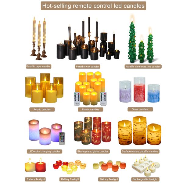 Morandi Color Flameless Taper Candles OEM Electric Wax Candles Remote Control