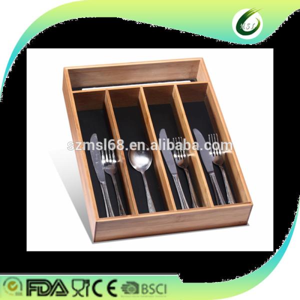 Natural Color Bamboo Kitchen Supplies Wooden Cutlery Inserts For Kitchen Drawers