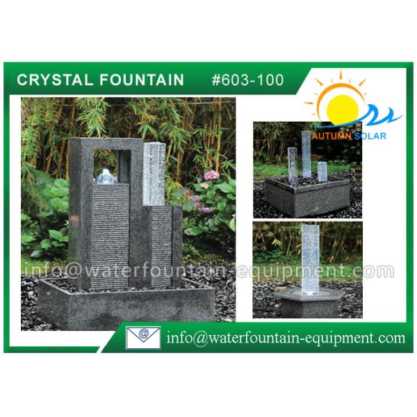 Decoration Feng Shui Garden Fountain Granite Sculpture With Glass Column