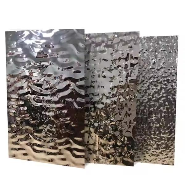 Customized Made Water Ripple 201 Stainless Steel Sheet For Lobby Wall Panel And Low Maintenance