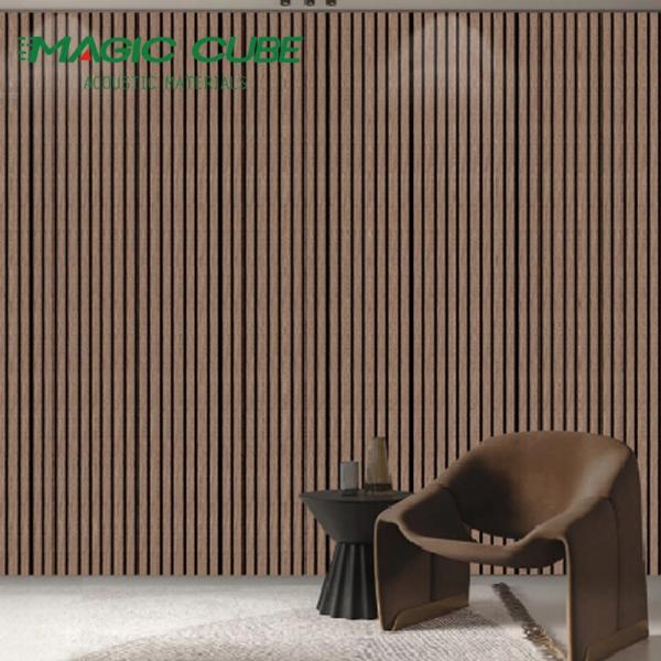 Felt Wall Interior Wood Slat Cladding 3 Side Wood Slat Acoustic Panels