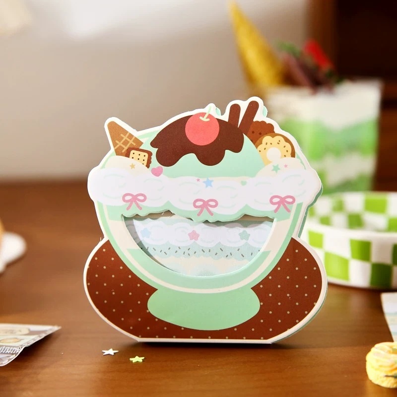 Dessert Shaped Sticky Notes With Foldable Stand Card For Stationery Retail