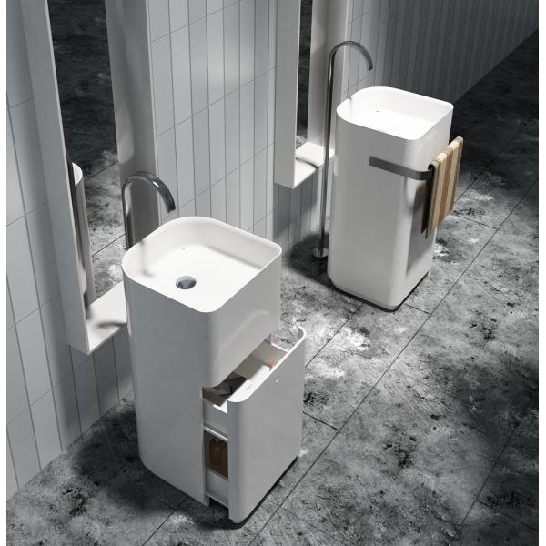 White Resin Freestanding Bathroom Basin Freestanding Pedestal Sink