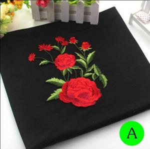 China Polyester Embroidered Iron On Patches Appliques With Boutique Rose Flower 19*14 cm on sale
