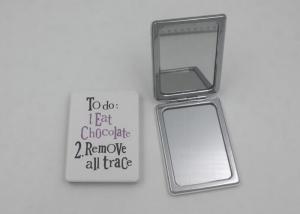 Cheap Metal Craft White  Travel Makeup Mirrors Double Sided With Logo Printing for sale