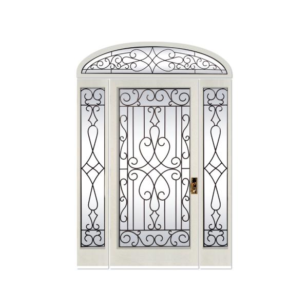 18mm 22x10 Inch Wrought Iron Glass Front Door With Iron Classic Style