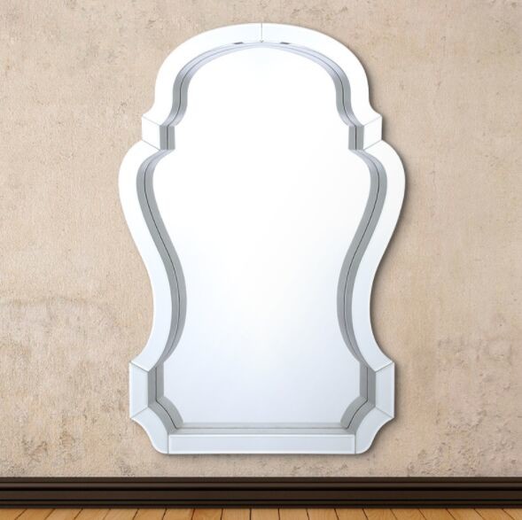 Compact Beveled Glass Framed Mirrors / Decorative Mirror Glass High Hardness