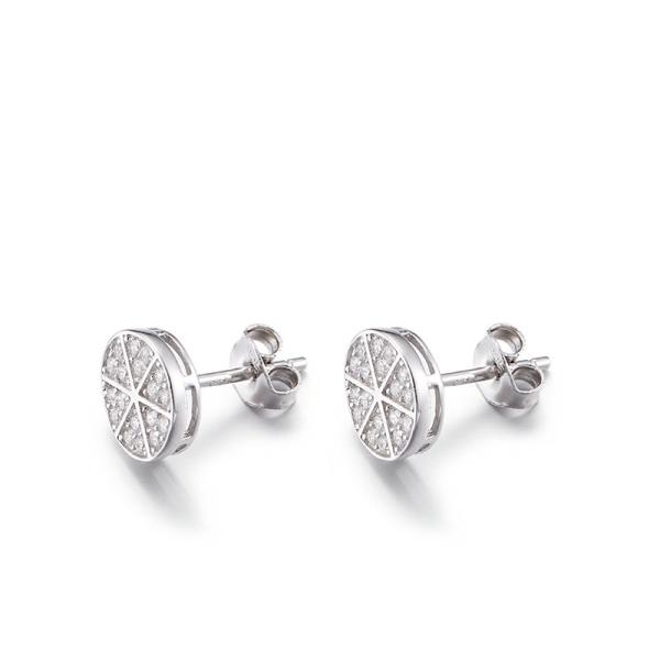 1.58g 925 Silver CZ Earrings Anti-Allergic Round Sparkle Stud Earrings