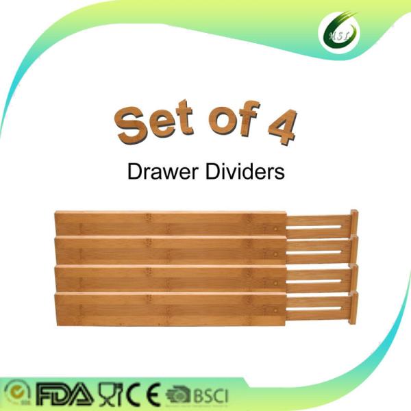 Multifunction Bamboo Kitchen Drawer Dividers , Bamboo Adjustable Drawer Dividers