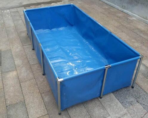 Fireproof 4000L Tarpaulin Fish Tank With Blue Fish Pond Liner Environmental PVC Collapsible Fish Tank