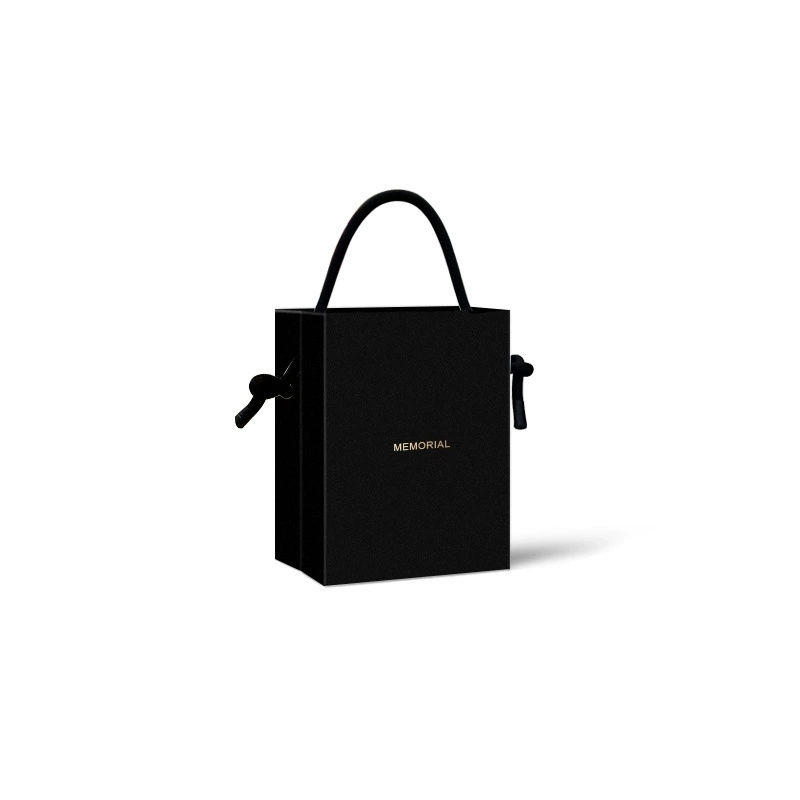 Handheld Rigid Paper Gift Box with Knotted Rope Handle for Luxury Packaging