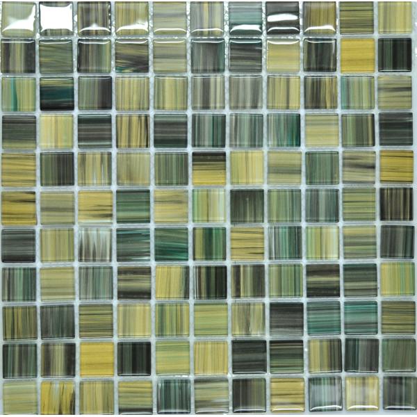 Yello green special mix caystal hand drawing mosaic tile art for sale